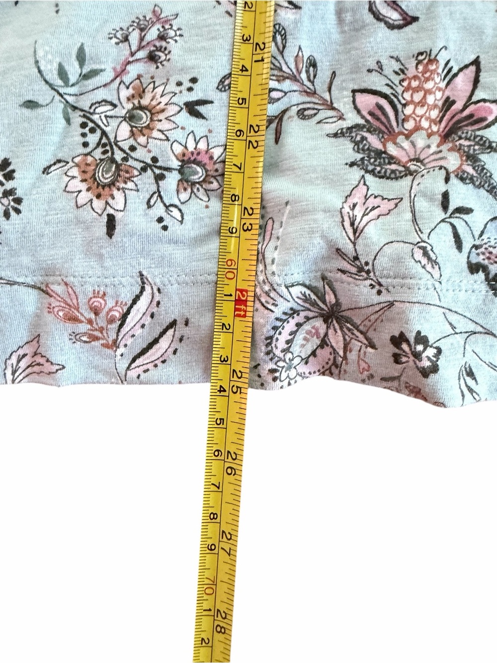 J. Jill Sage Green Floral Long Sleeve Top with Pink Trim - Picture 5 of 5
